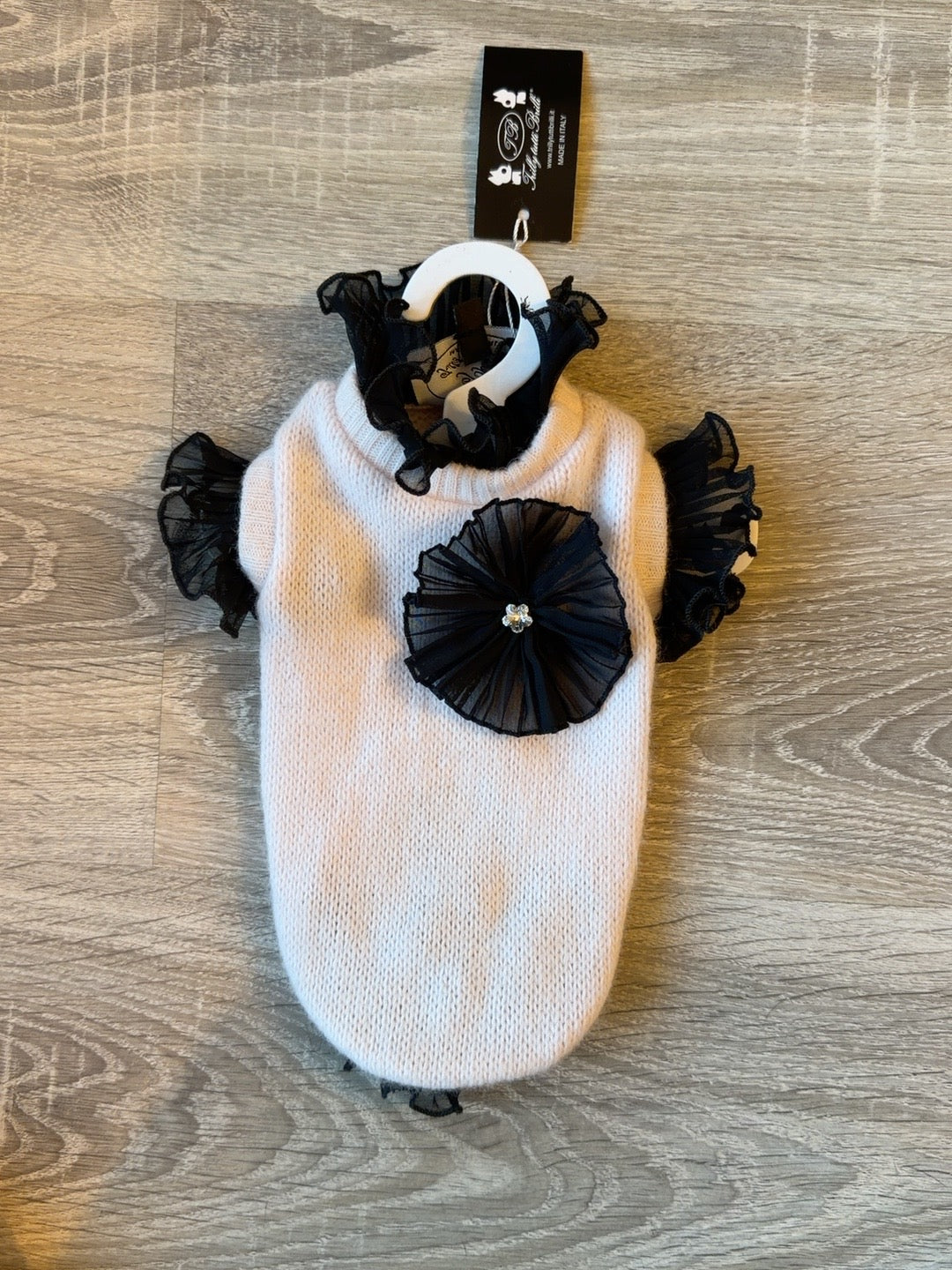 Maglioncino Trilli Tutti Brilli bianco nero fronte