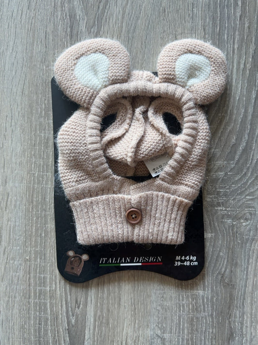 Cappellino marrone con orecchie da orsetto