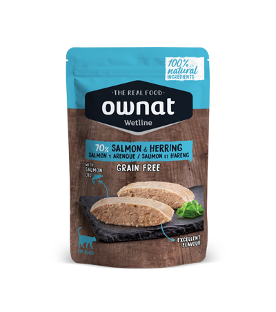 Ownat Wetline Salmon & Herring 85 g – Umido Naturale Grain Free per Gatti