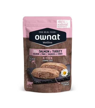 Ownat Wetline Kitten Salmone & Tacchino 85 g – Umido Naturale Grain Free