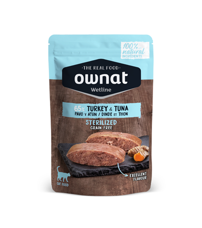 Ownat Wetline Sterilized Turkey & Tuna 85 g – Umido Naturale Grain Free per Gatti Sterilizzati