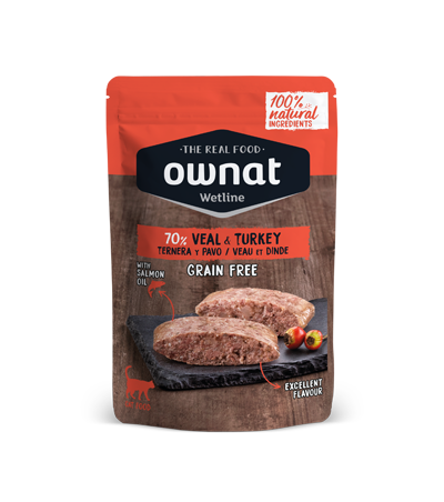 Ownat Wetline Veal & Turkey 85 g – Umido Naturale Grain Free per Gatti