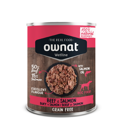 Ownat Wetline Manzo & Salmone 395 g – Umido Naturale Grain Free per Cani