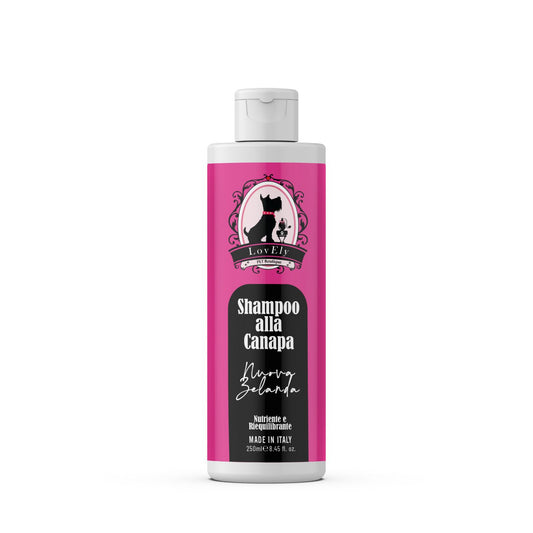 Shampoo PROFESSIONALE "Nuova Zelanda", alla Canapa LovEly – Nutriente & Riequilibrante per Cani e Gatti | Made in Italy 250ml