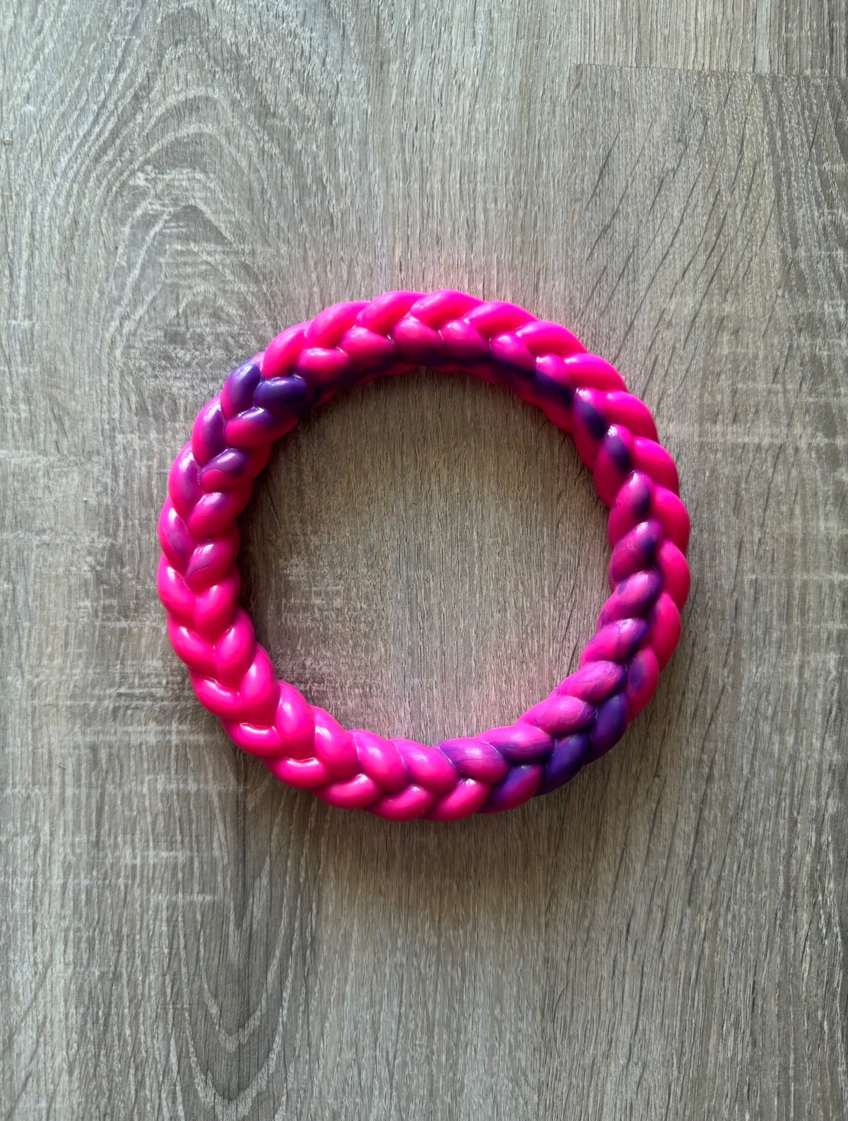 Anello intrecciato fucsia e viola, gioco circolare per cani