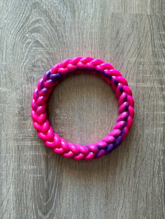 Anello intrecciato fucsia e viola, gioco circolare per cani