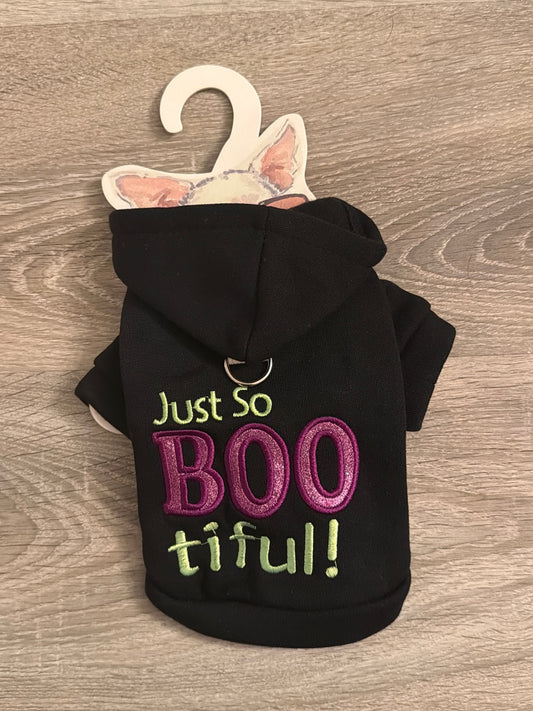 Felpa Halloween Just So BOOtiful nera per cani con cappuccio, XS 25 cm, vista schiena