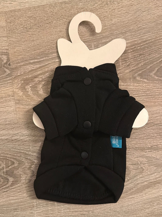 Felpa Halloween nera con collo alto e chiusura frontale a bottoni per cani XS 25 cm