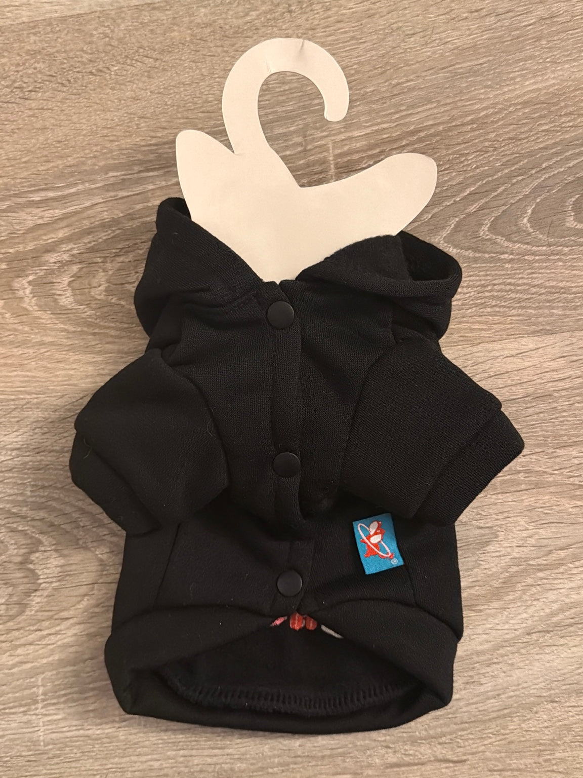 Felpa Halloween nera per cani con chiusura a bottoncini davanti, XS 25 cm