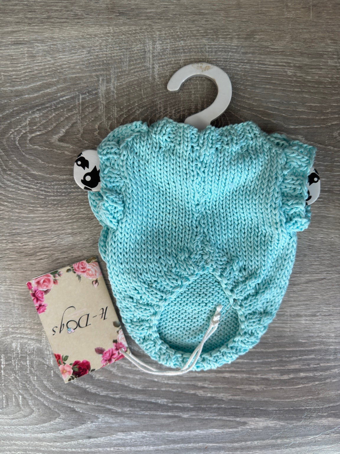 Maglioncino turchese fatto a mano – retro