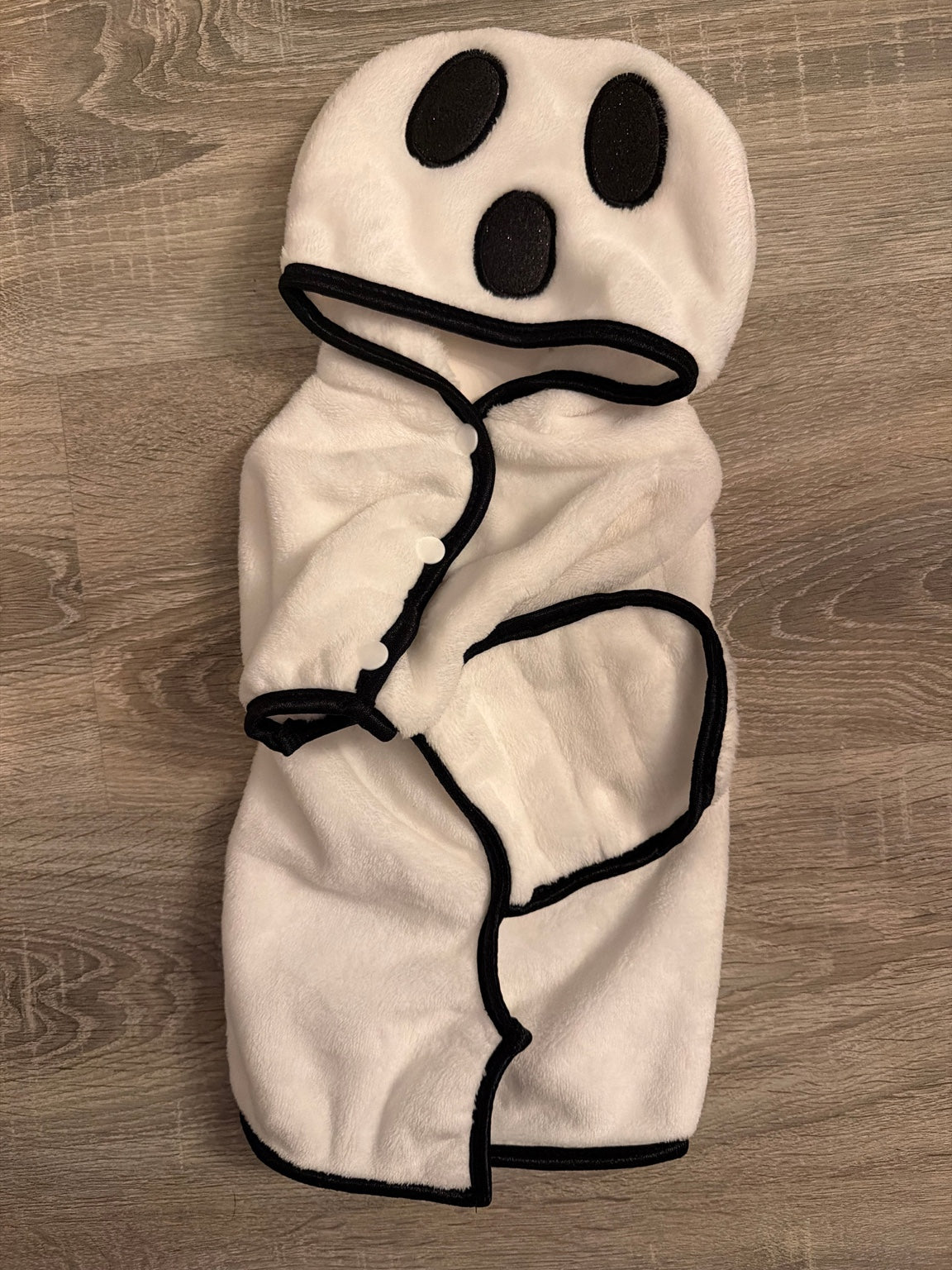 Mantellina Halloween fantasma per cani con cappuccio e chiusure frontali, taglia S 30 cm
