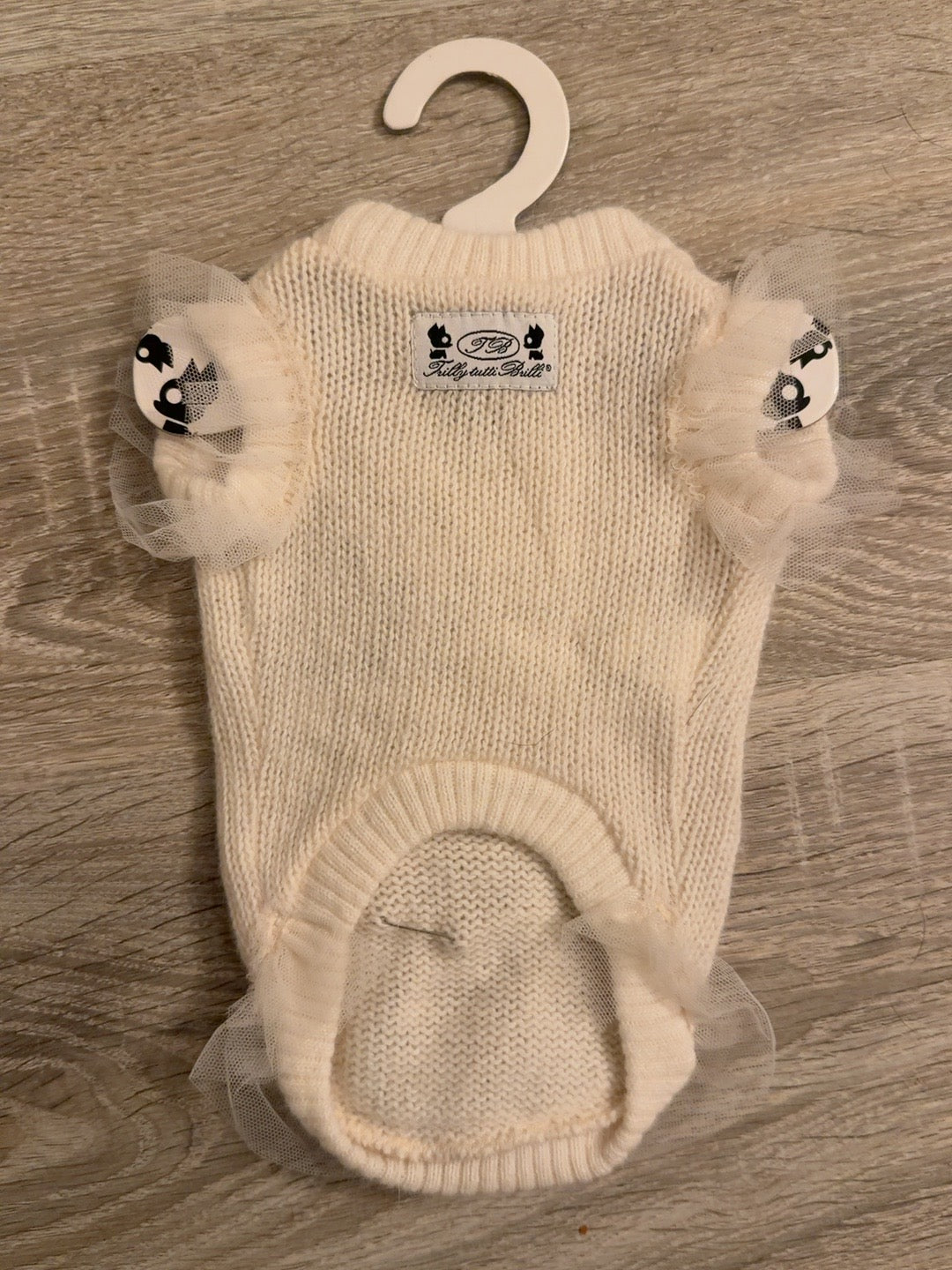 Maglioncino panna con tulle, vista retro