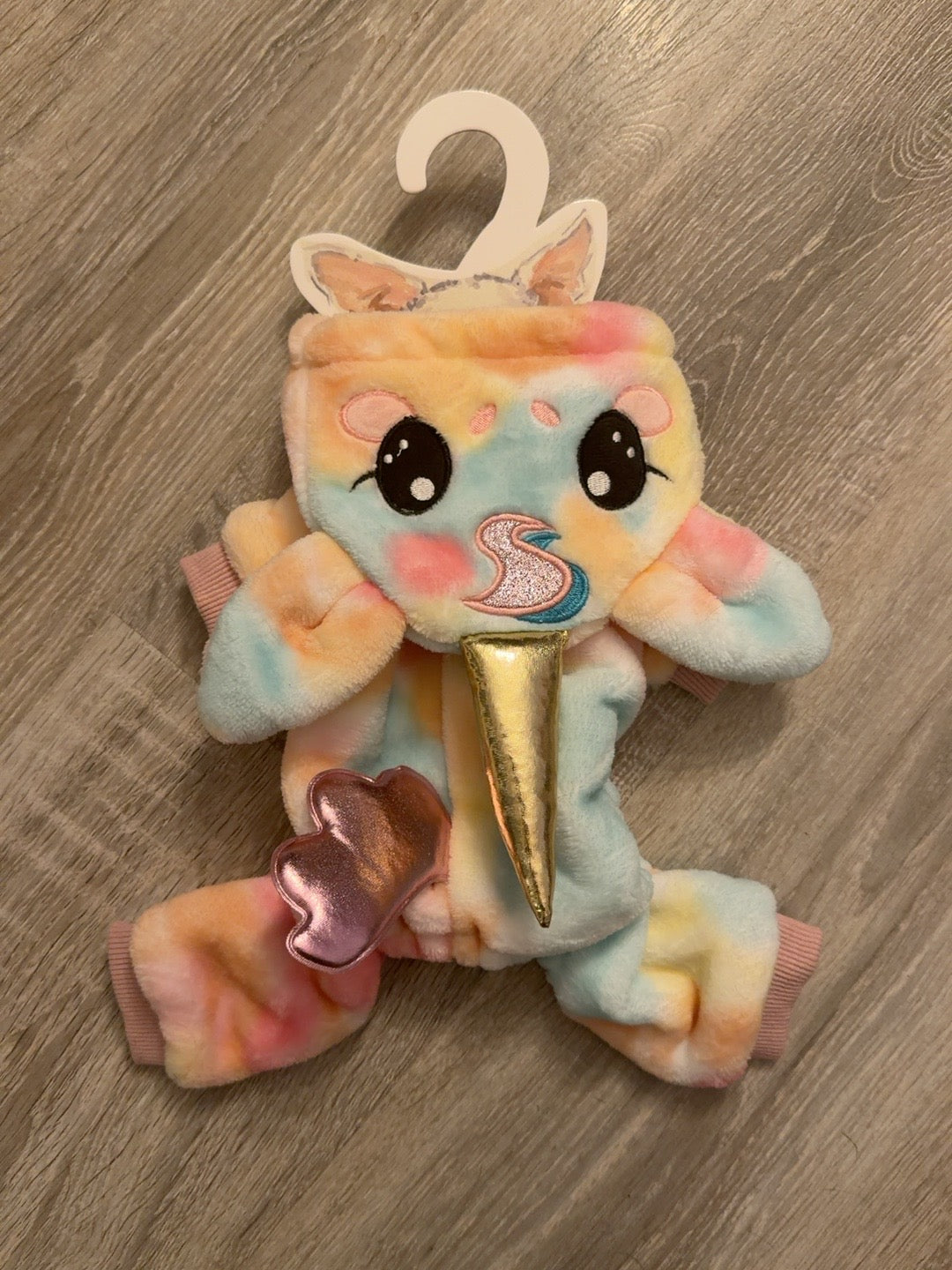 Tutina Unicorno Arcobaleno Pastello taglia XS 25 cm - vista esterna