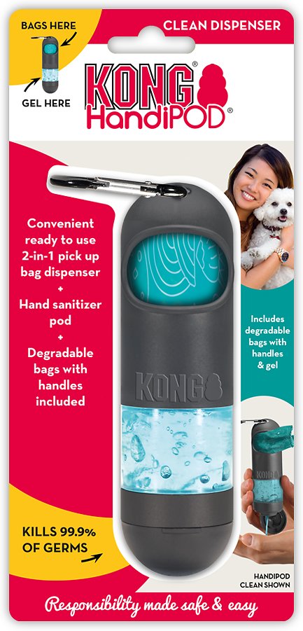 Kong HandiPod MINI Distributore di bustine per escrementi e porta gel disinfettante
