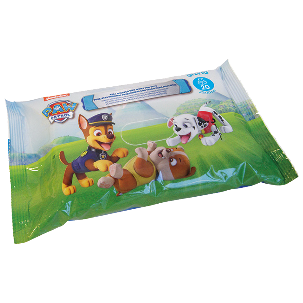 Salviette Paw Patrol profumate al TALCO per cani, gatti e animali domestici